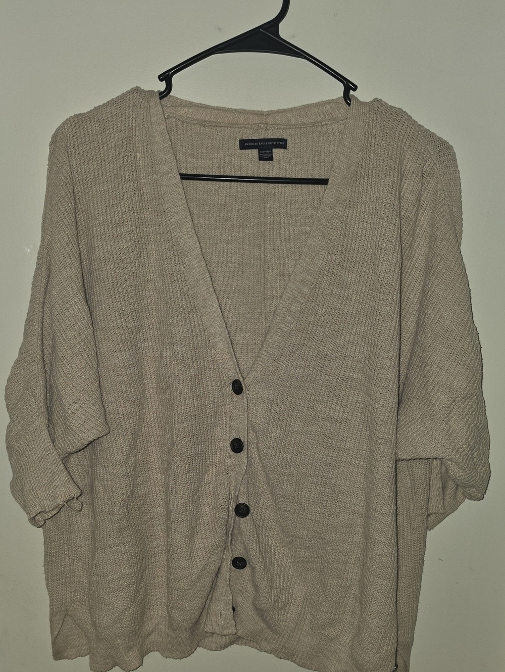 American Eagle Outfitters Neutral Beige Button-Up V-Neck Cardigan